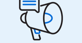 Docker logo with announcement bullhorn