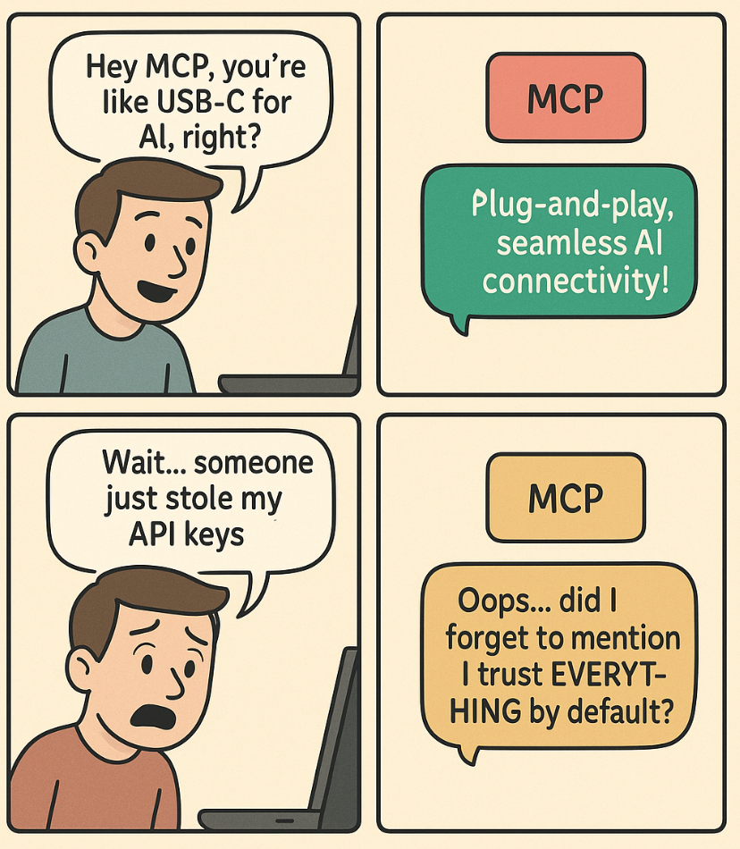 - image1 3 comic depicting MCP convenience and potential security risk