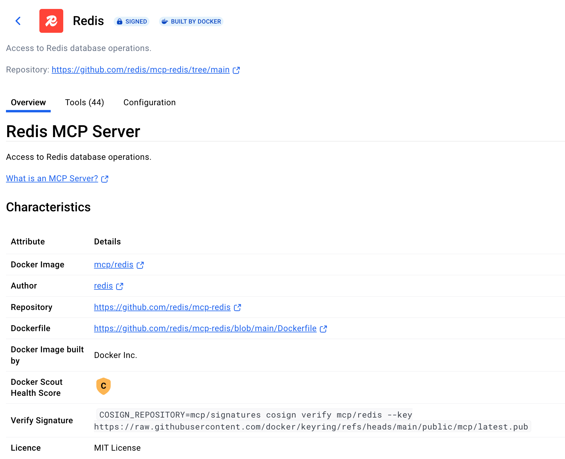 - image5 screenshot of Redis MCP Server overview