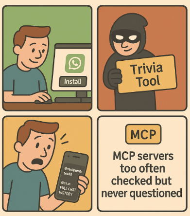 comic depicting the WhatsApp MCP Data Exfiltration Attack