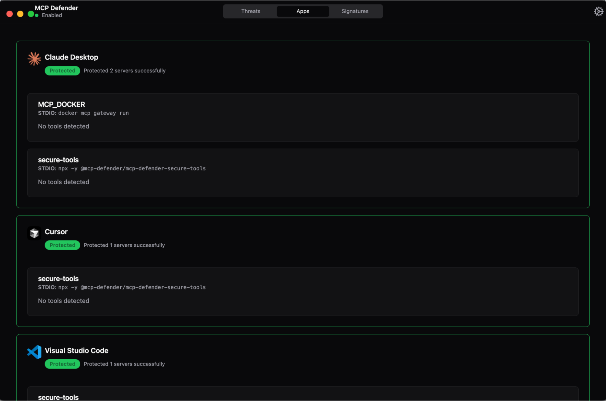 MCP Defender protects multiple AI clients simultaneously