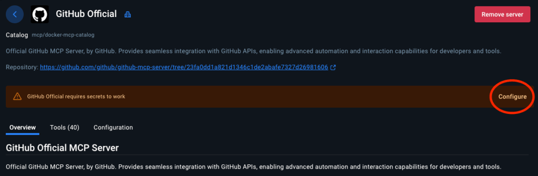 Steps to configure GitHub Official MCP Server