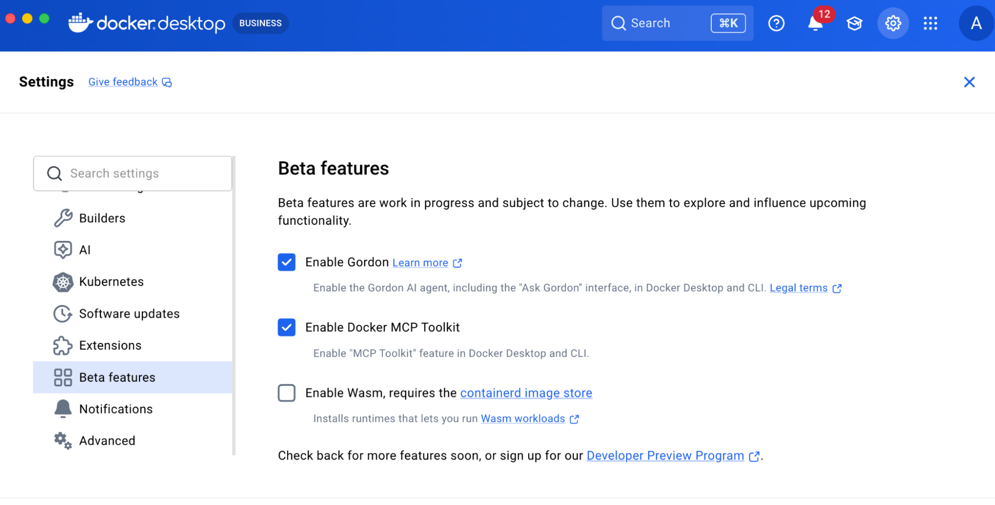Enabling Docker MCP Toolkit under Docker Desktop