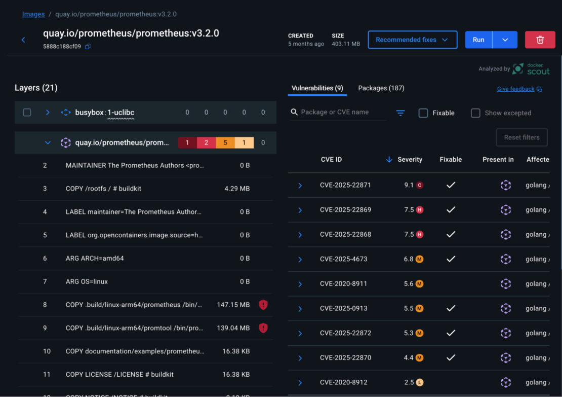 Docker Scoutデスクトップレポート