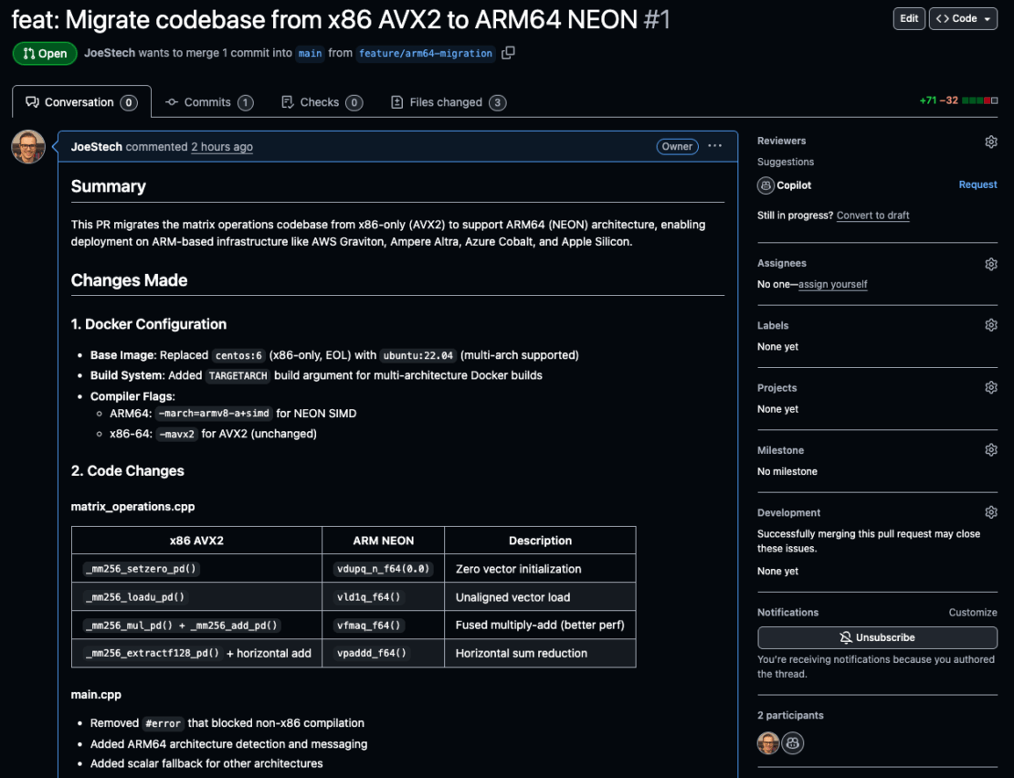 最終的な検証で、CopilotがGitHub PRを作成しました