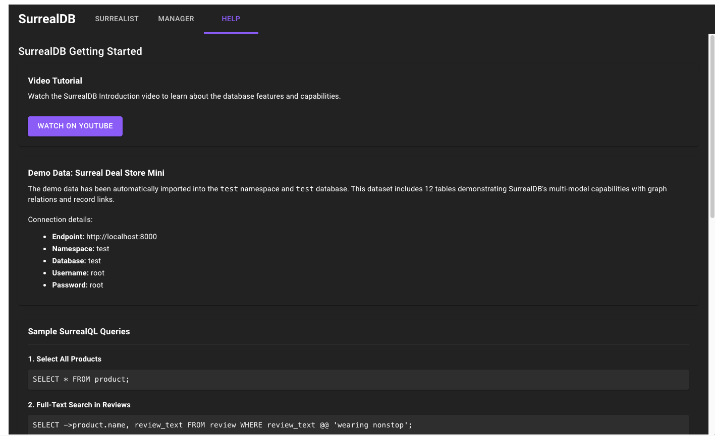 SurrealDB Docker Extension ヘルプ