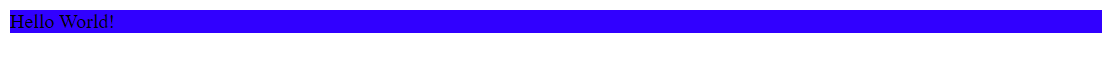 黒いテキストで「hello world」を表示する青いバー。