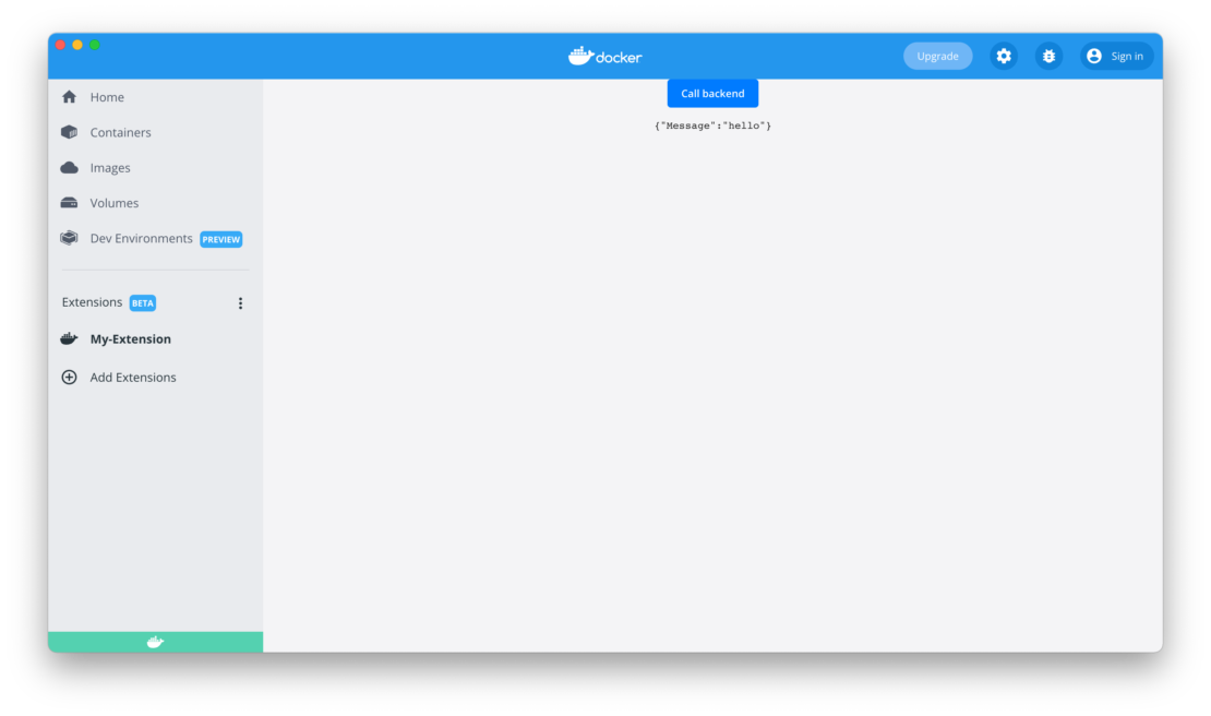 Docker extensions beta screenshot