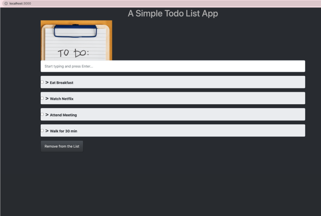A simple to do list app