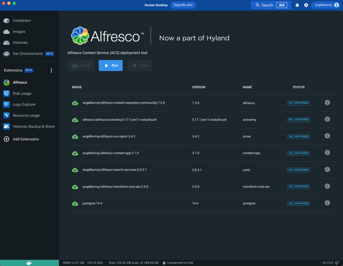 Alfresco deployment tool docker desktop