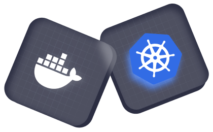 The docker and kubernetes logos side by side