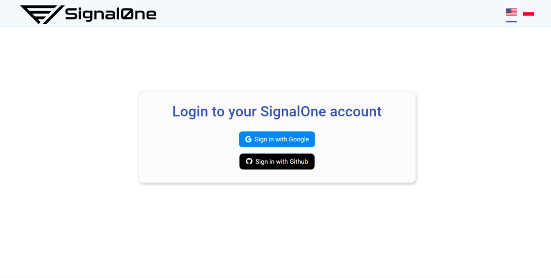 Screenshot of Signal0ne login page.